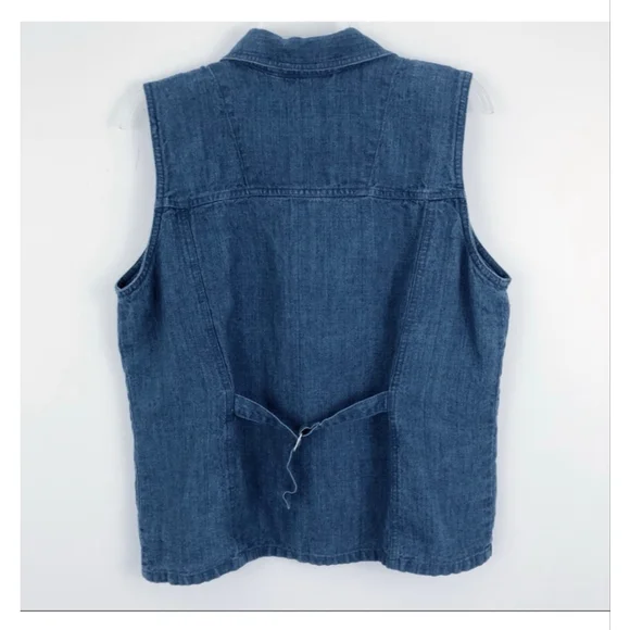 Jones Jeans 100% Linen 2-Pc Outfit Denim Vest Top 14W & Painter Pants 16 - Picture 3 of 9